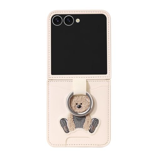 DESIGNSKIN DESIGN SKIN ベア刺繍カードポケット付きケース for Galaxy Z Flip7 アイボリー(DSK28047GZFP7) 取り寄せ商品|コンプモト 店