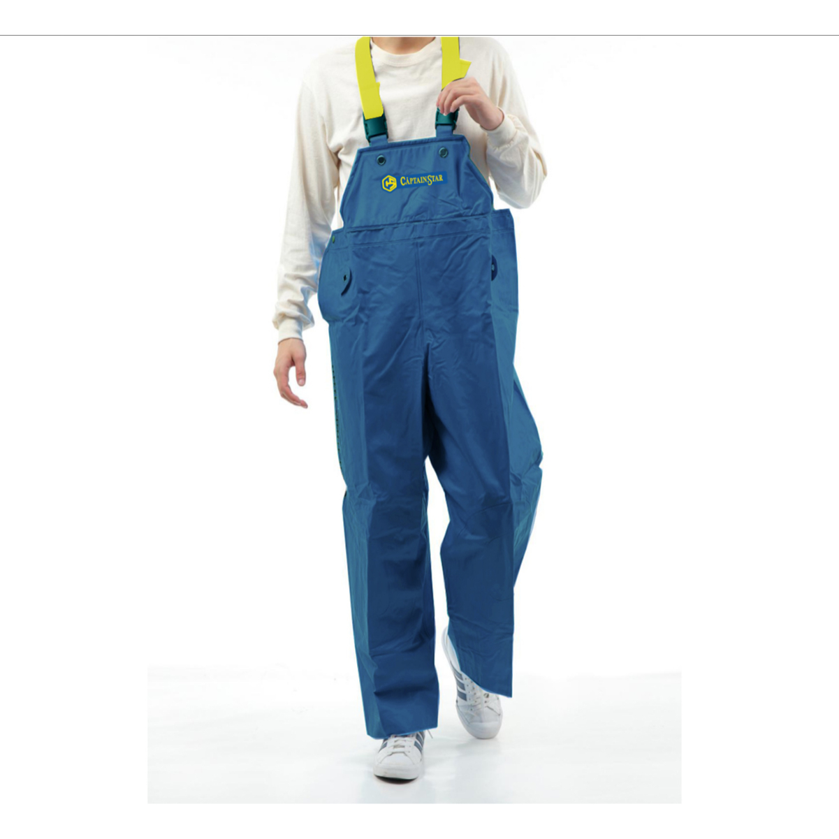 ONIGAKE フード付きレインスーツ 黒 パンツはサロペット付き　サイズＬ ONIGAKE フード付きレインスーツ 黒 パンツはサロペット付き