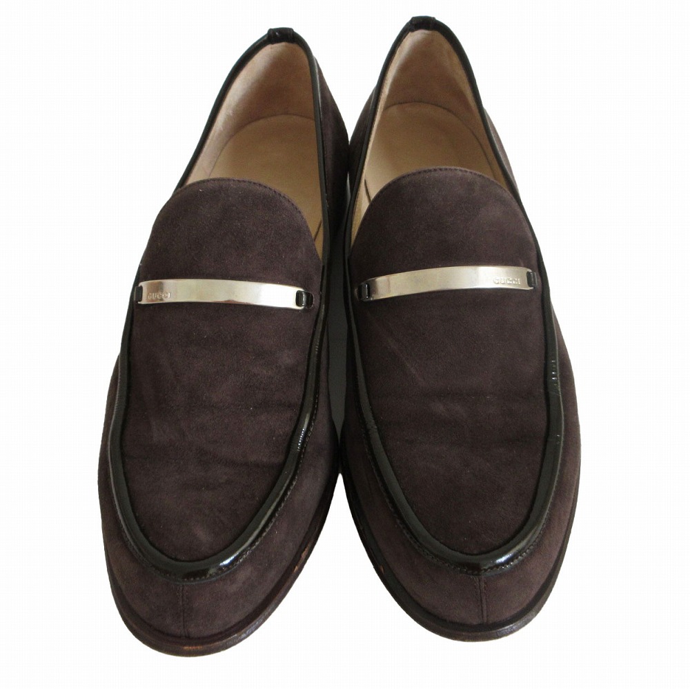 美品 GUCCI グッチ  ビットローファー スエード ダークブラウン 23.5 グッチ ホースビット 1953〕メンズ ローファーライトブラウン