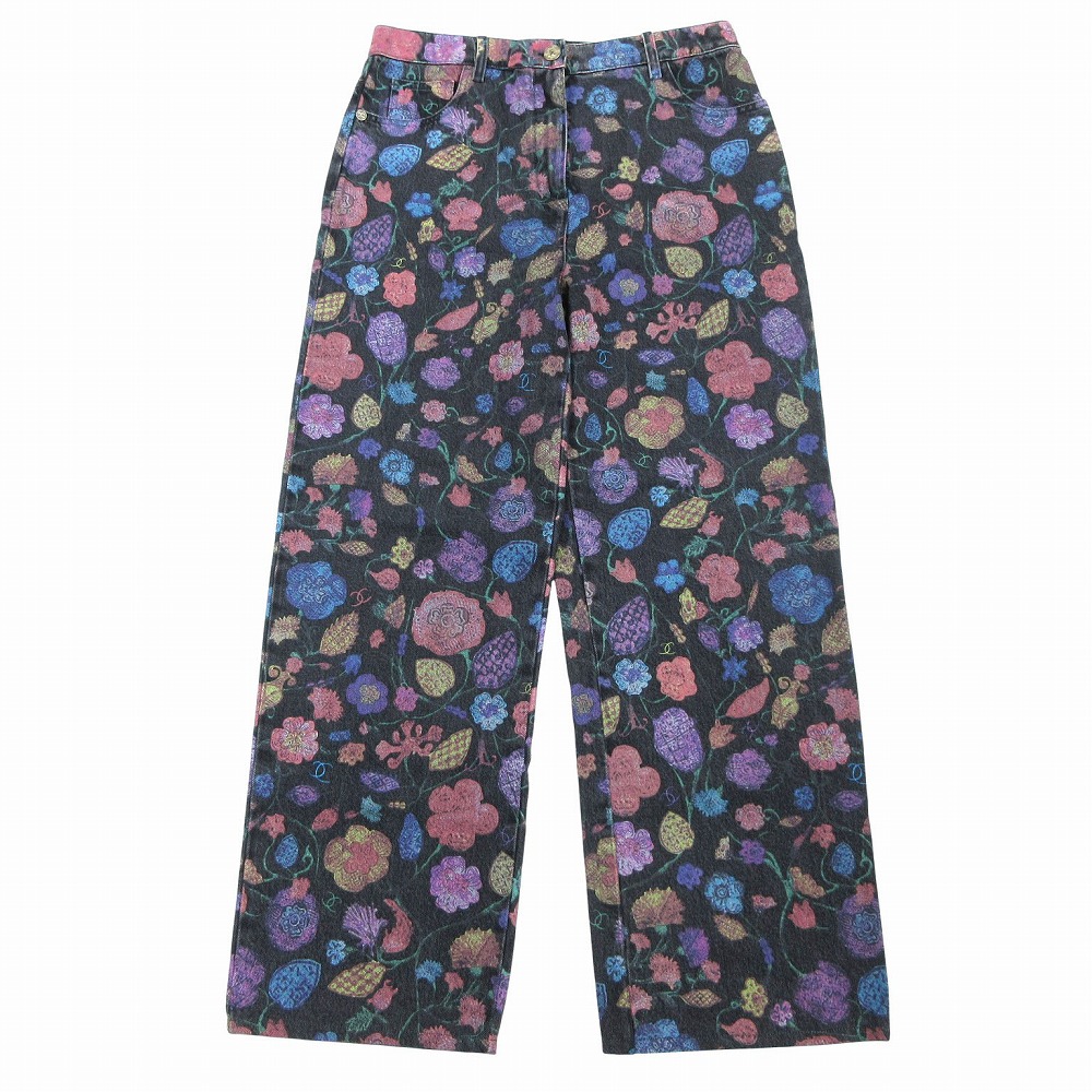 最安値２１Ｂシャネル　Chanel 小花柄デニムパンツ　完売品３６　新品同様 最安値21Bシャネル Chanel 小花柄デニムパンツ 完売品36 新品同様