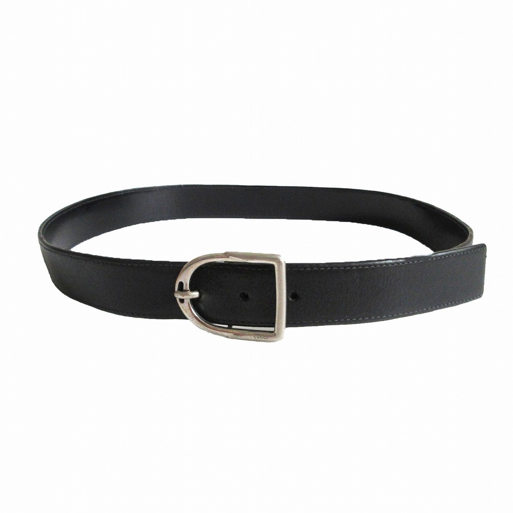 楽天市場】GUCCI グッチ シルバーバックル ベルト レザー ブラック 黒