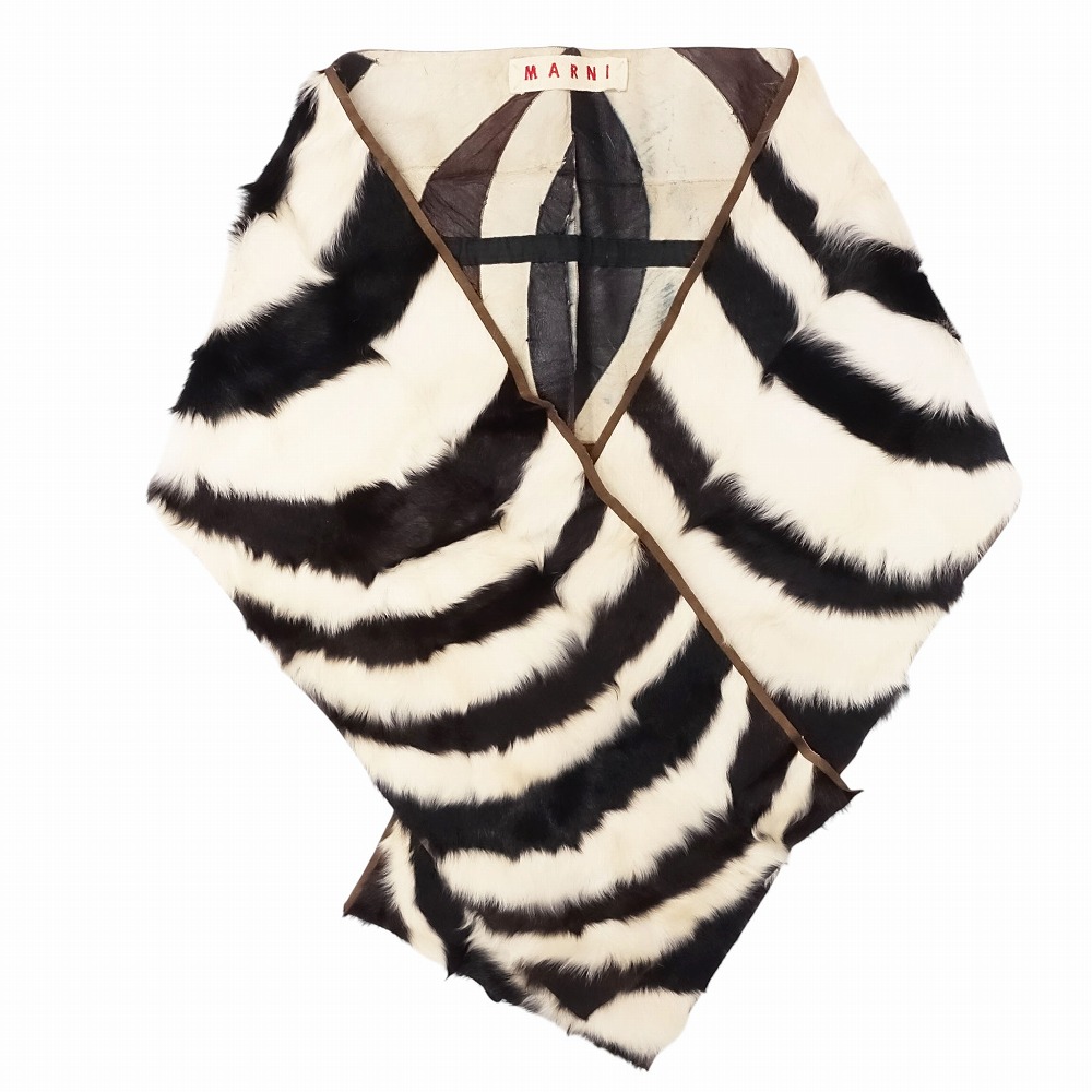 楽天市場】MARNI シルバーフォックス ファーケープ 40 ブラック マルニ