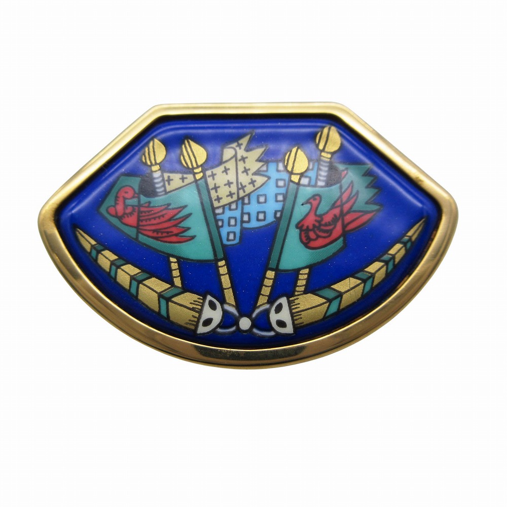 楽天市場】エルメス HERMES ピンバッジ ブルーグレーxブラックx