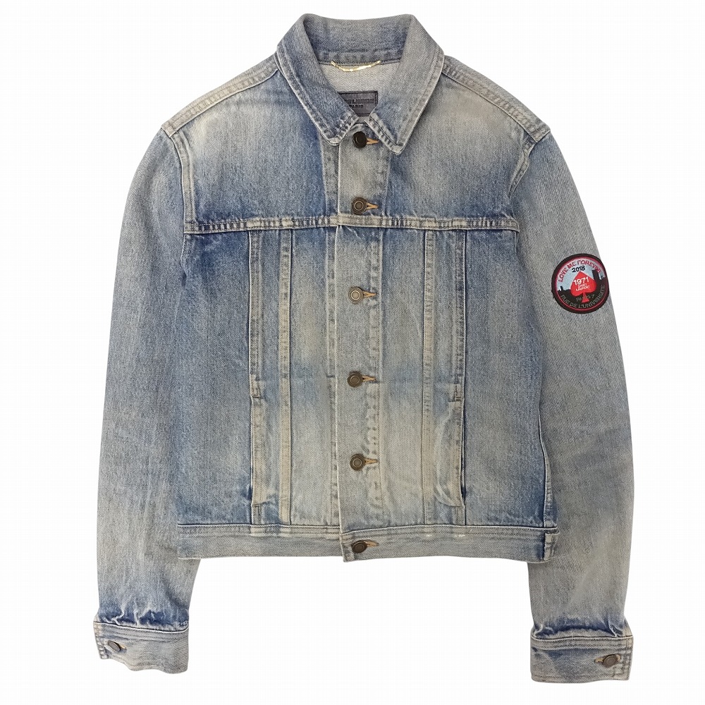 SAINT LAURENT PARIS サンローラン デニムジャケット ブルゾン パッチ ジージャン Gジャン XS インディゴ メンズ レディース 【中古】 /TNT
