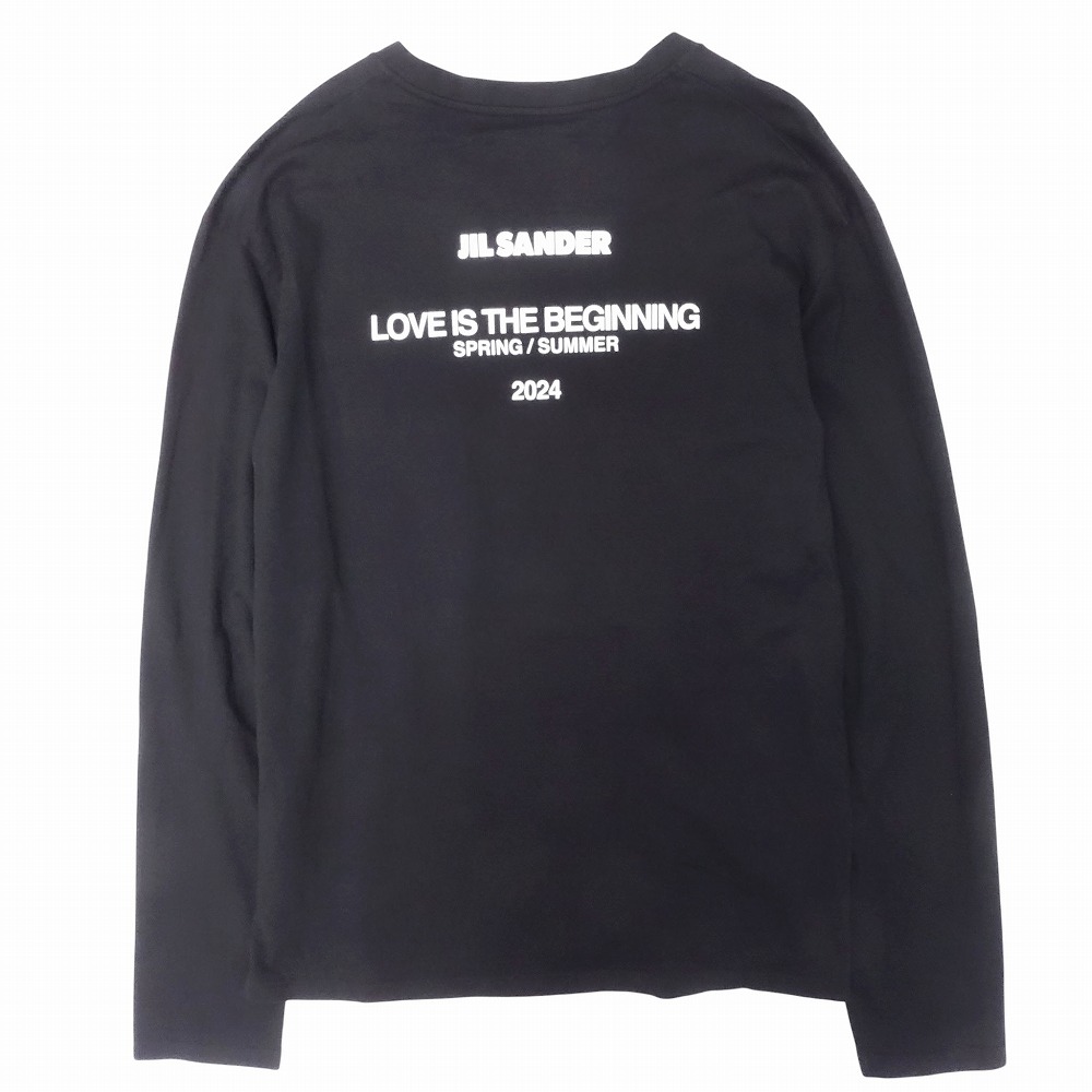 美品 24ss JIL SANDER ジルサンダー ロゴ Tシャツ ロンT カットソー 長袖 LOVE IS THE BEGINNING トップス XXL 黒 メンズ 【中古】