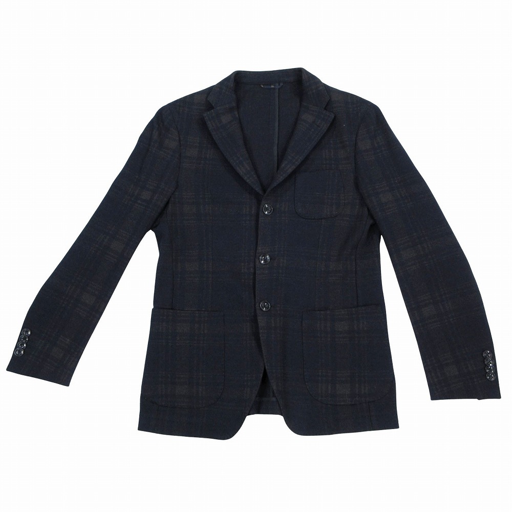 SARTORIA LATORRE サルトリア ラトーレ イタリア製 TERNI 3B チェック柄 テーラードジャケット アウター ネイビー 48 M 【中古】