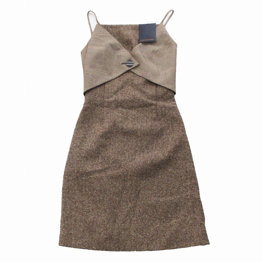 未使用品 LOUIS VUITTON ルイヴィトン 23AW ツイード グレンチェック キャミソールワンピース RW232WB COU FPRO62 34 XS 【中古】 41,210円