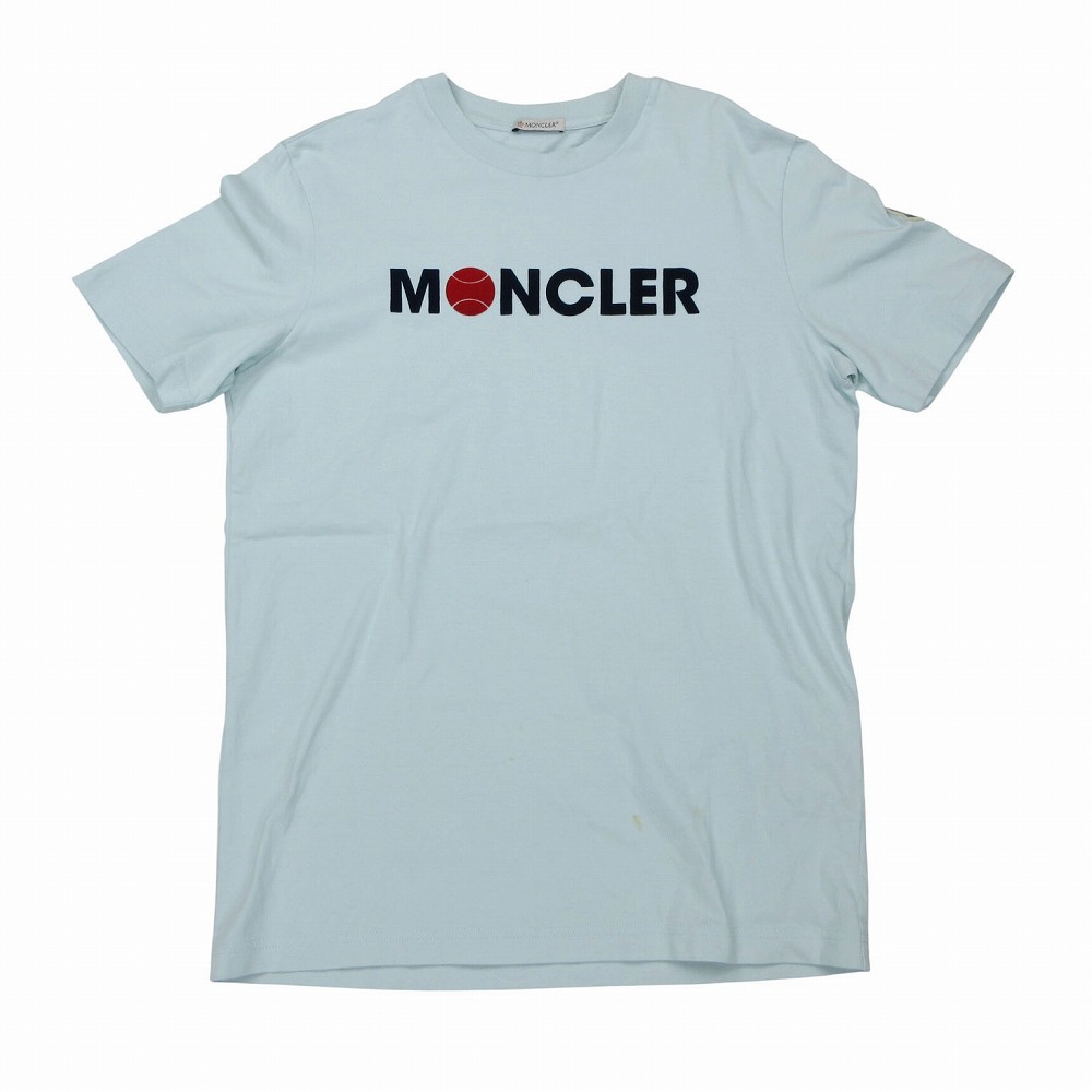 MONCLER モンクレール ロゴ&テニスボールTシャツ 半袖 トップス ライトブルー サイズM メンズ 【中古】 6,132円