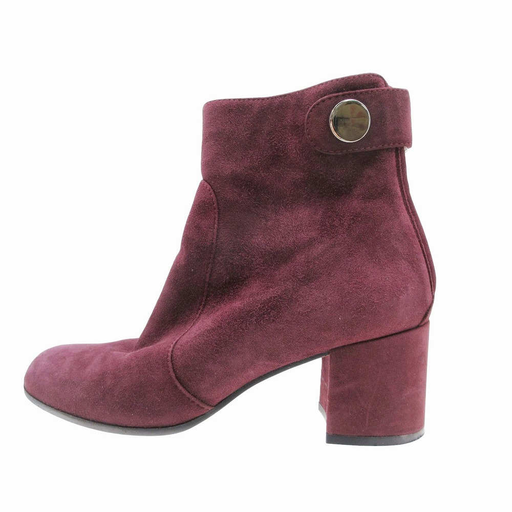 Gianvito Rossi ジャンヴィトロッシ スエード ショートブーツ シューズ ROSSI バックジップ マルーン 35 22cm レディース 【中古】