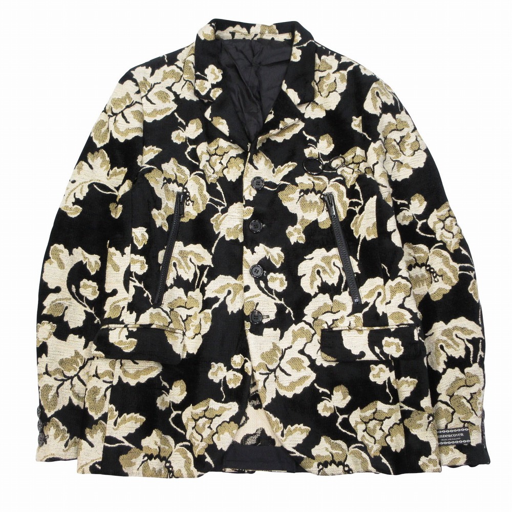 UNDER COVER アンダー押しかぶせる UC1D4101-1 FLORAL JACKET 金華山織 テーラード 上衣 黒いこと 大いさL メンズ 【中古】 コート・ジャケット-メンズファッション