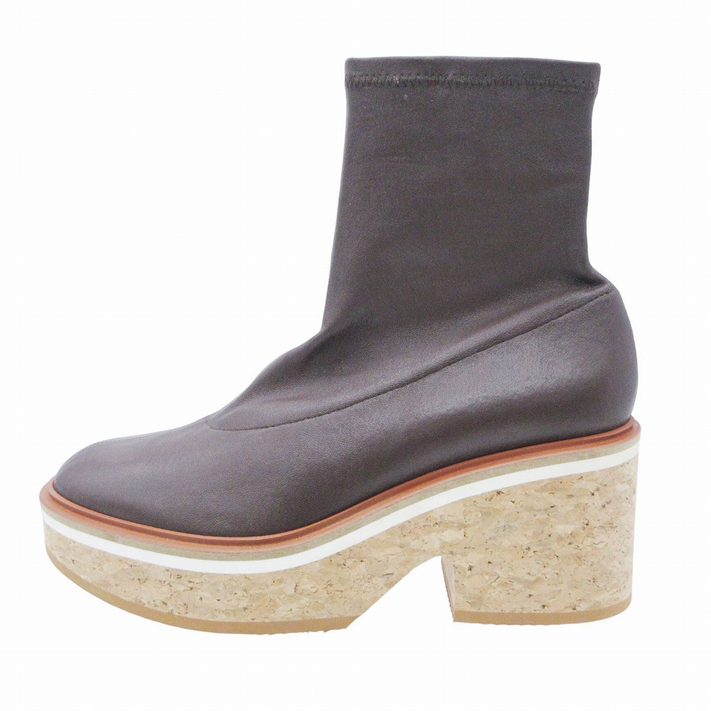 未使用品 22AW CLERGERIE クレジュリー ALBANA ストレッチラムレザー マイクロブロックソール ショートブーツ 37 24cm 【中古】