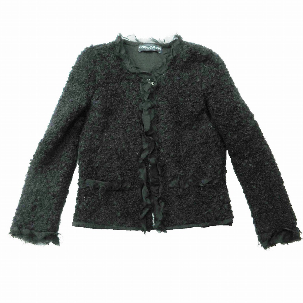 DOLCE&GABBANA ドルチェアンドガッバーナ FAC59K F06N2 ウール ボアジャケット ジップアップ 36 S レディース 【中古】