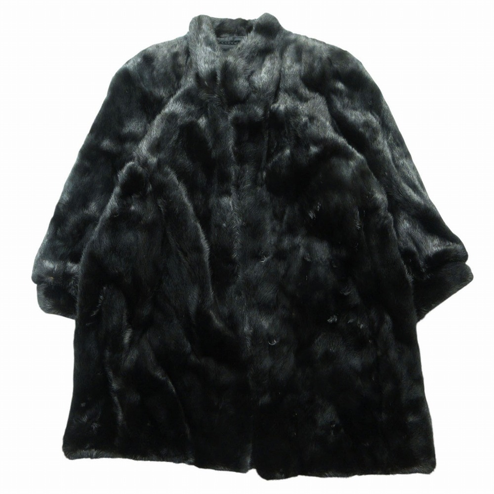 SAGA MINK サガミンク 本毛皮 リアルファー ロングコート アウター ブラック レディース 【中古】