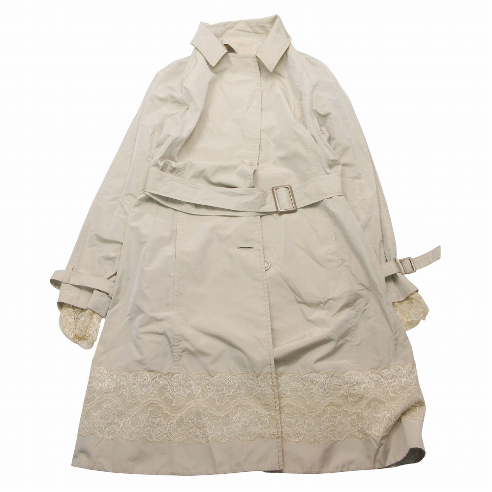 import Rossa ALBA Rossa インポートロッサ アルバロッサ レース トレンチコート 長袖 ロング丈 44/L ベージュ レディース 【中古】