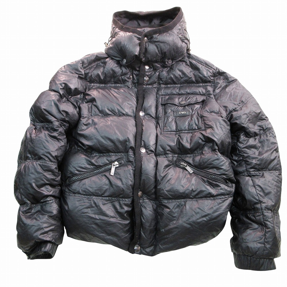 エンポリオアルマーニ EMPORIO ARMANI MATT LINE ダウンジャケット ブルゾン フーデット アウター 54 XL ブラック 黒 メンズ 【中古】 15,123円