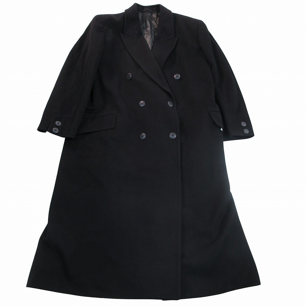 BALLANTYNE バランタイン カシミヤ100％ ダブルブレスト チェスターコート ジャケット ロング丈 46/M ブラック メンズ 【中古】