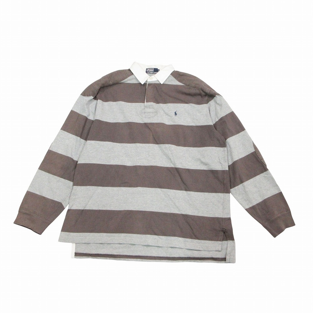 POLO RALPH LAUREN ポロラルフローレン ヴィンテージ 90s ラガーシャツ ポニーロゴ刺? 長袖 サイズLL メンズ 【中古】