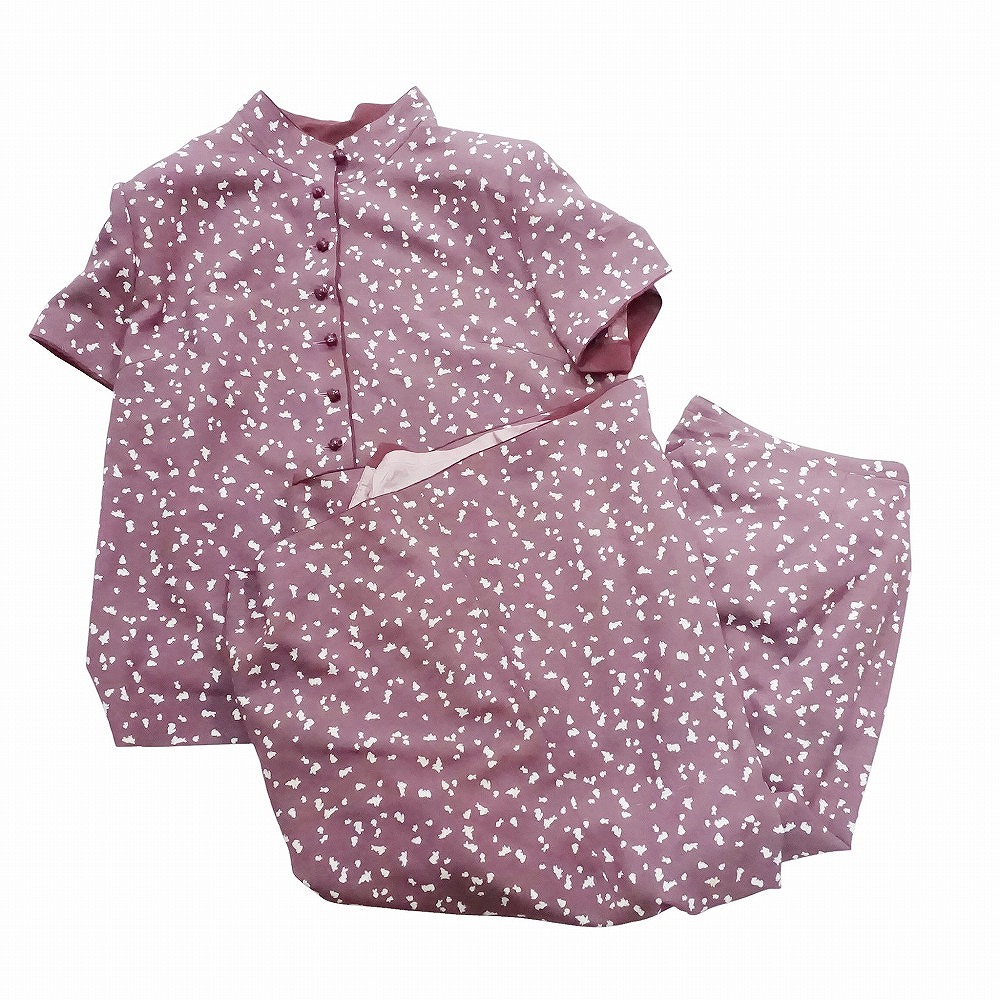 INGEBORG インゲボルグ ウサギ柄 総柄 半袖 ブラウス ロング ラップスカート セットアップ パープル M レディース 【中古】