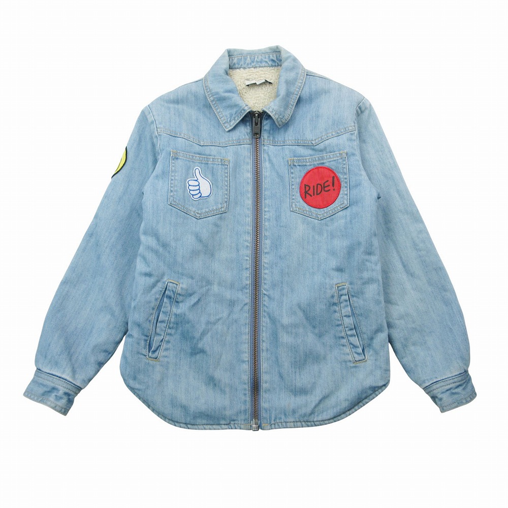 STELLA McCARTNEY ステラマッカートニー ボア ジップアップ デニムジャケット ワッペン付き サイズ10Y 140cm ジュニア 【中古】