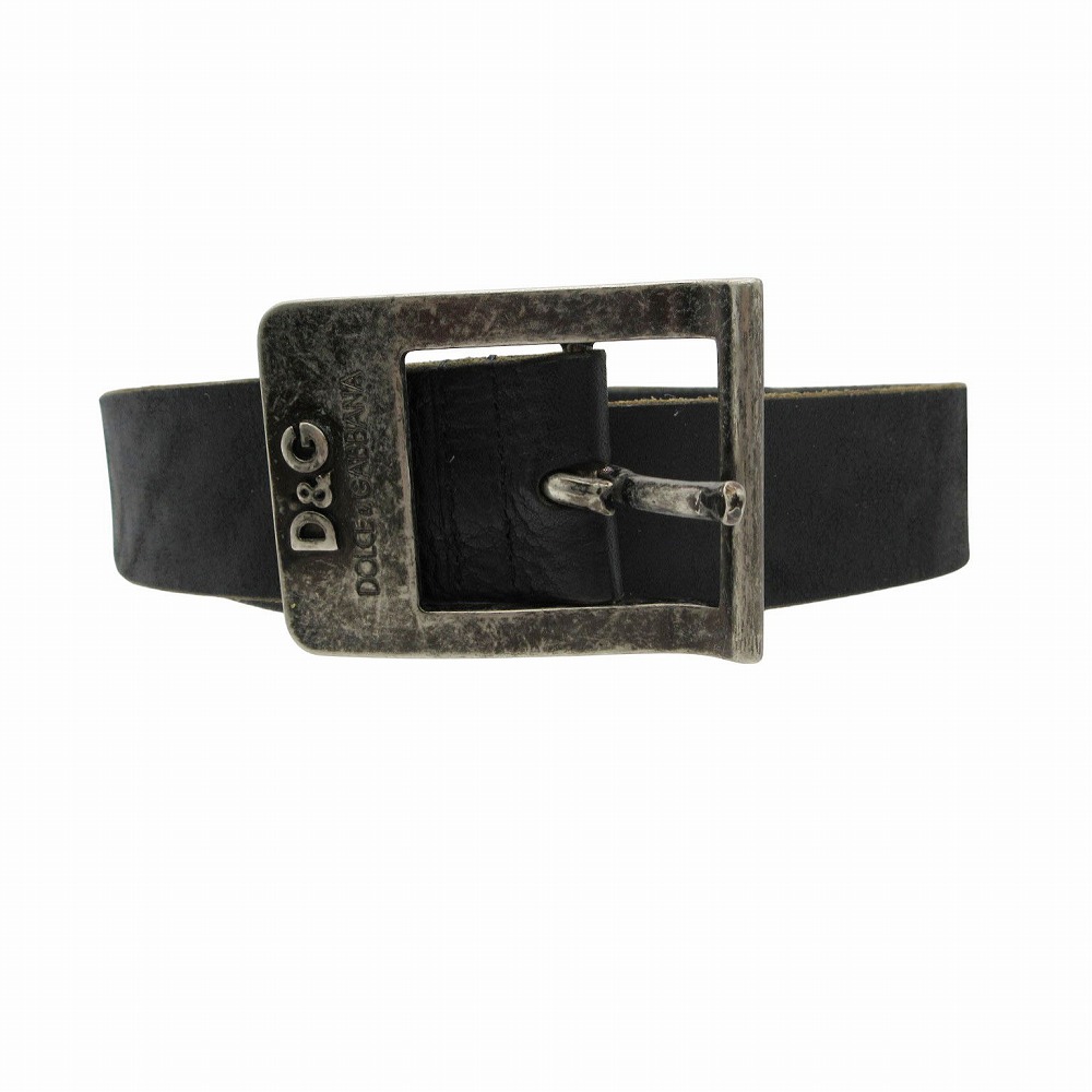D&G DOLCE&GABBANA ドルチェアンドガッバーナ Dロゴバックル レザーベルト 105/90 メンズ ブラック 【中古】