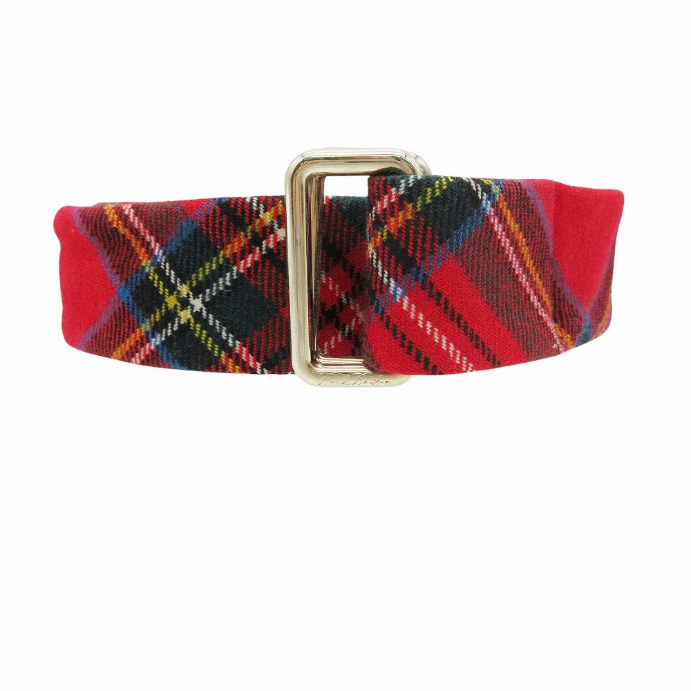 Brooks Brothers ブルックス ブラザーズ タータンチェック柄 ヴァージンウールベルト M レッド メンズ 【中古】