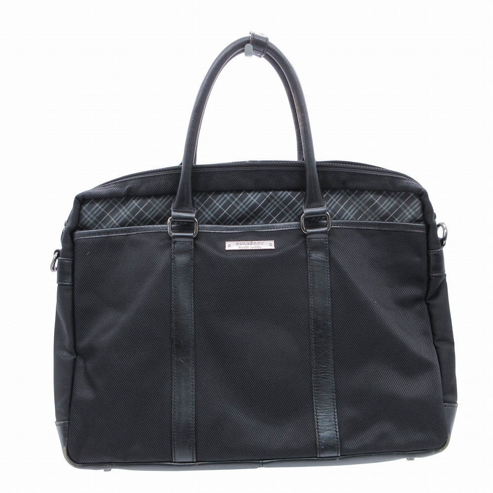 BURBERRY BLACK LABEL バーバリーブラックレーベル ノバチェック柄 ブリーフケース ビジネスバッグ ブラック メンズ 【中古】