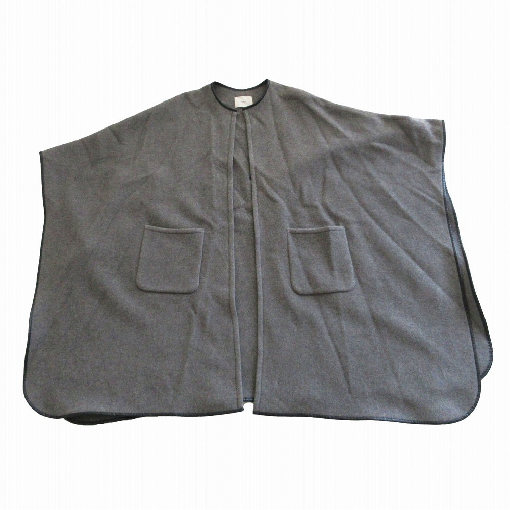 IENA イエナ フリーサイズ カシミヤ混 ウールトリミングポンチョ コート アウター グレー 20020900025040 【中古】