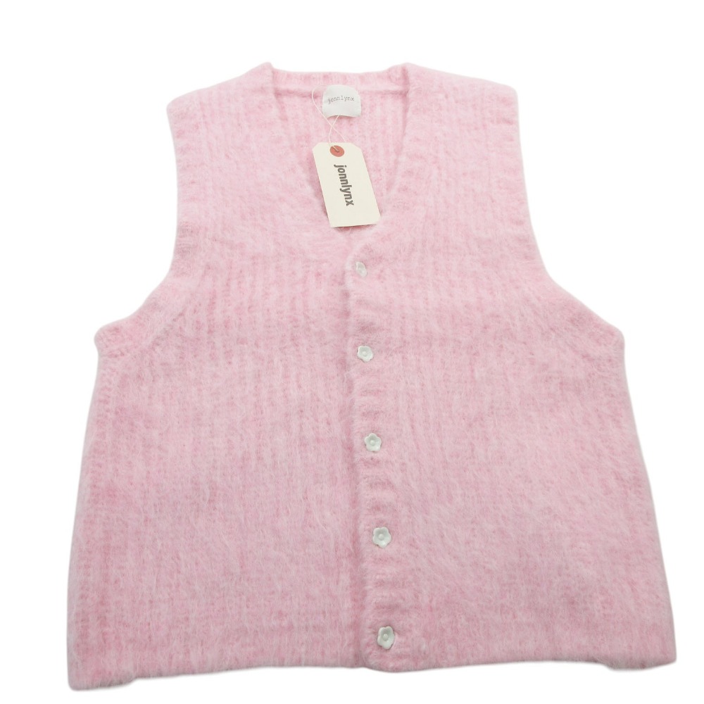 未使用品 25aw ジョンリンクス jonnlynx MOHAIR VEST PINK モヘア ニット ベスト Vネック JL225-KN1054 F ピンク レディース 【中古】