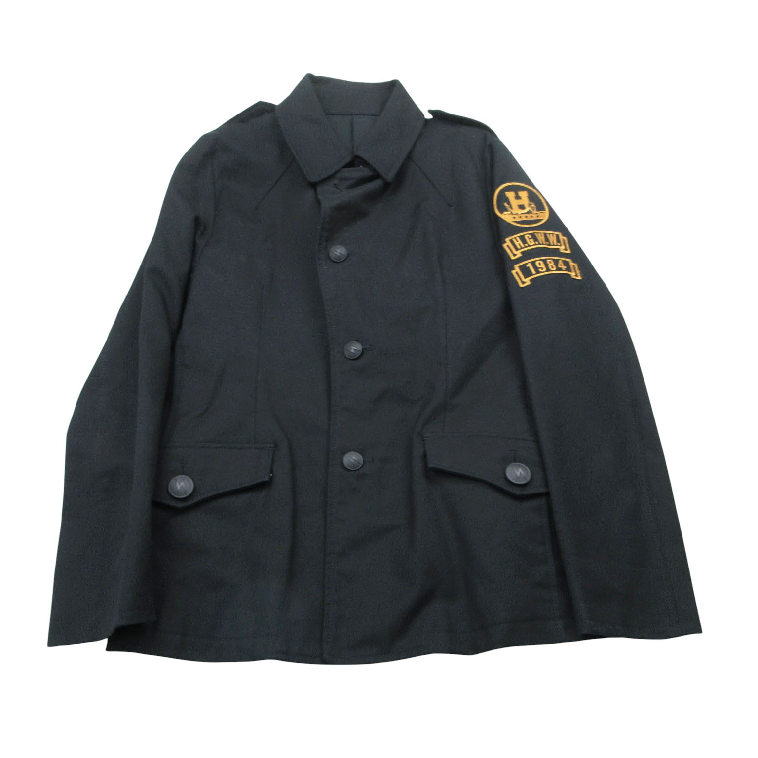 HYSTERIC GLAMOUR ヒステリックグラマー ミリタリー ロゴタイプ紋章 上衣 アウター 長袖 0211AC01 S 黒いこと メンズ 【中古】 コート・ジャケット-メンズファッション