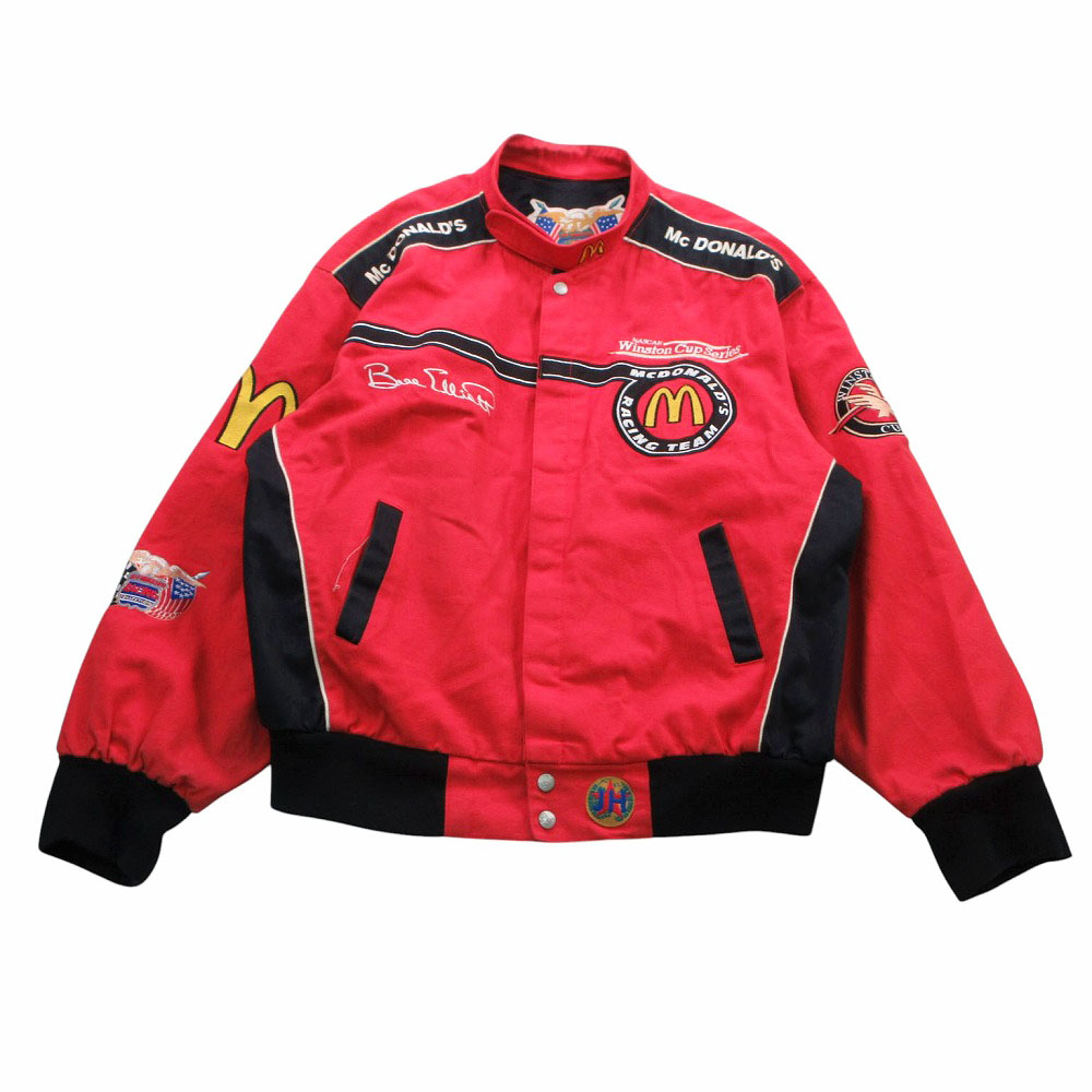 jeff hamilton ジェフハミルトン ナスカー マクドナルド レーシングジャケット ブルゾン アウター レッド USA製 メンズ 【中古】