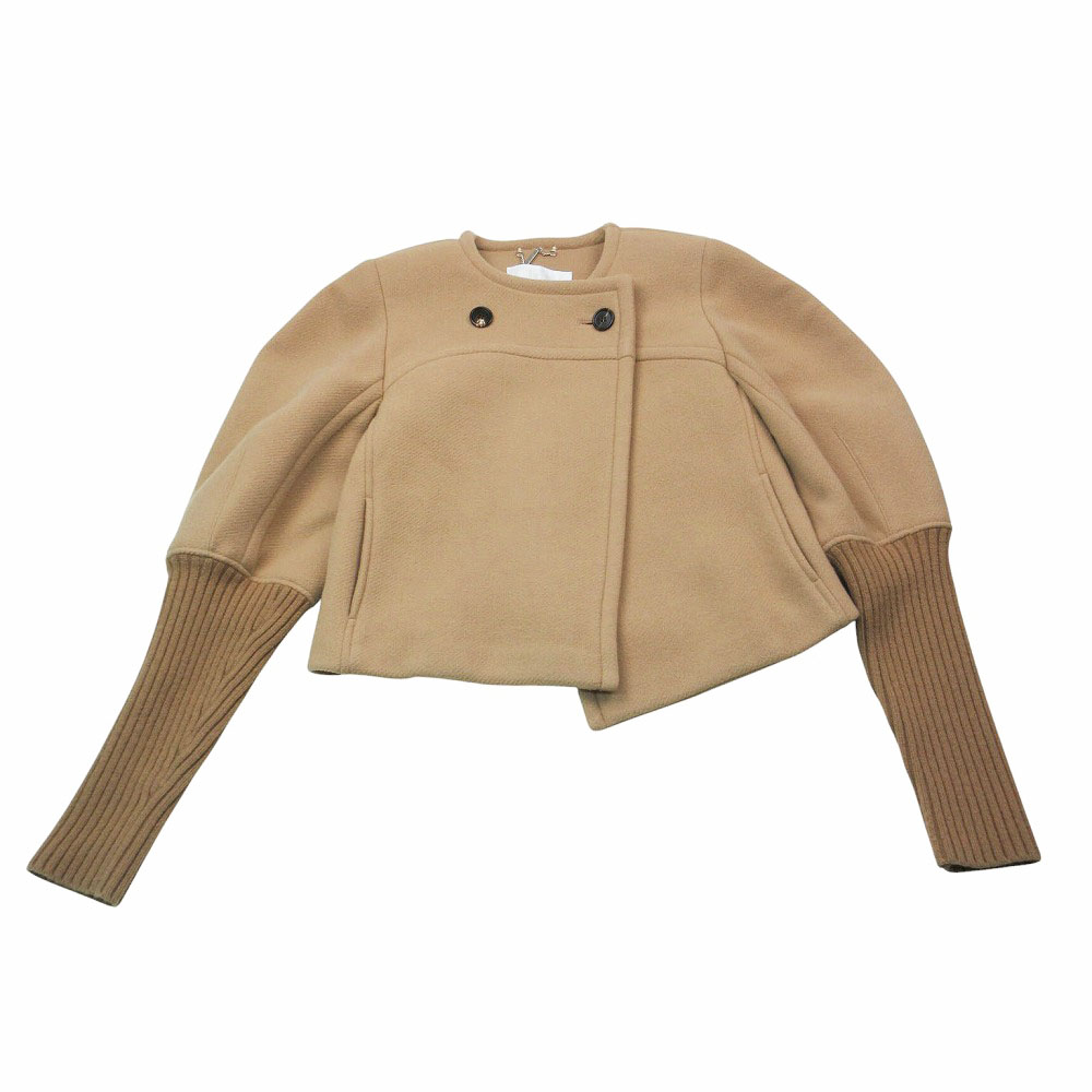 Chloe クロエ ボクシー コート ショートコート アイコニックソフトウール Worn Brown CHC23AMA2607226 34 XS レディース 【中古】