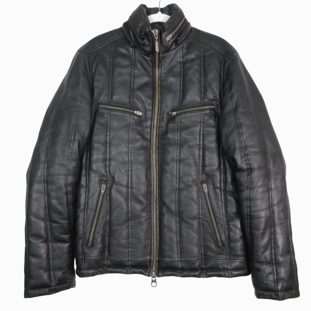 JACK ROSE ジャックローズ 羊革 ラムレザー ダウンジャケット ブルゾン アウター ジップアップ 220711J ブラック サイズ5 XL 【中古】