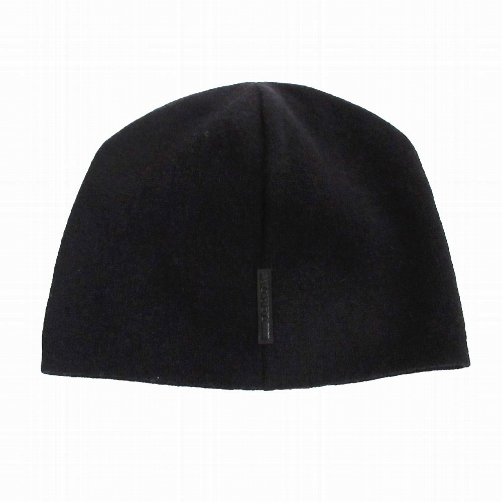 PRADA SPORT プラダスポーツ SMB195 AF0 ラバーロゴビーニー ニットキャップ 帽子 ブラック メンズ レディース 【中古】