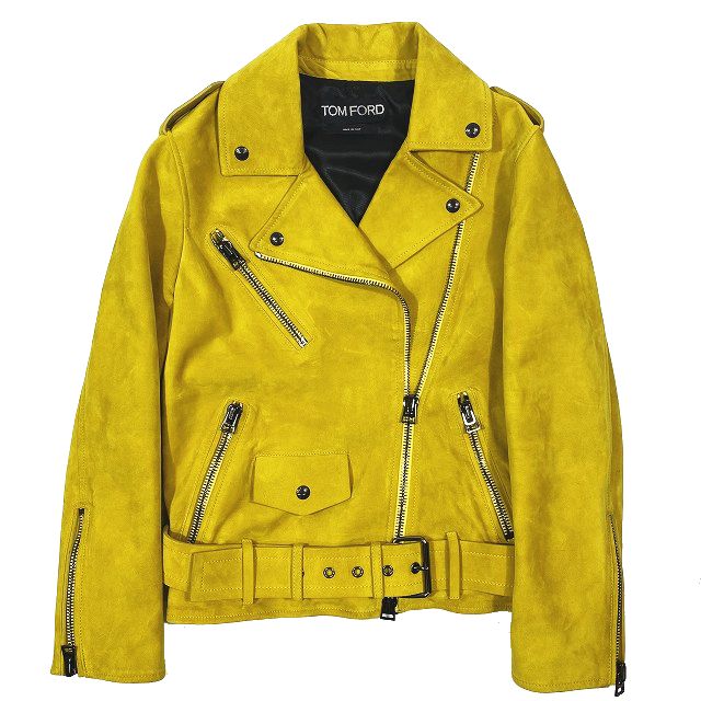 美品 トムフォード TOM FORD カシミヤ スエード バイカージャケット ダブルライダースジャケット ブルゾン アウター