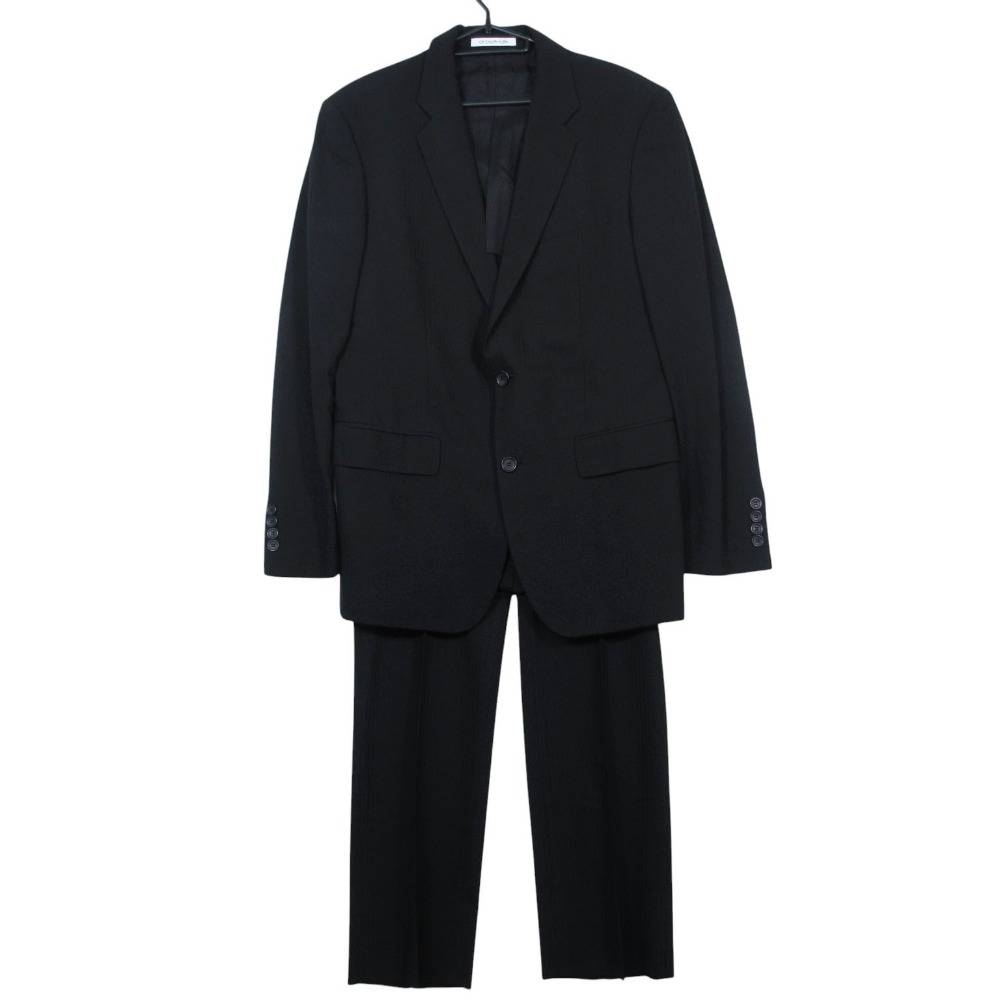 美品 CALVIN KLEIN カルバンクライン スーツ セットアップ シャドーストライプ 2B ジャケット スラックス 38/33 黒 メンズ 【中古】