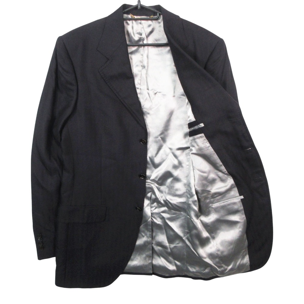 DOLCE\u0026GABBANA ドルチェアンドガッバーナ カシミヤ100% ヘリンボーン柄 テーラードジャケット ブラック サイズ48 M メンズ 【中古】