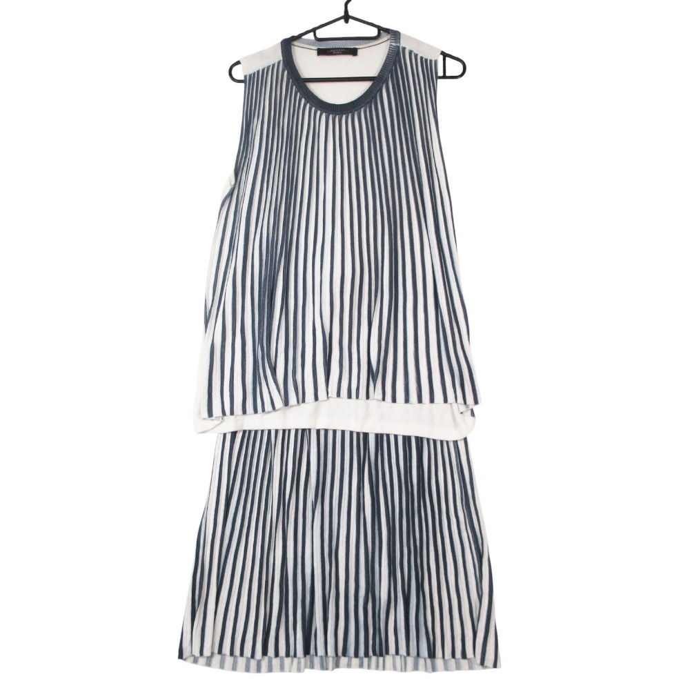 WEEKEND MAXMARA ウィークエンド マックスマーラ ストライプ ニット セットアップ トップス スカート S ホワイト レディース 【中古】