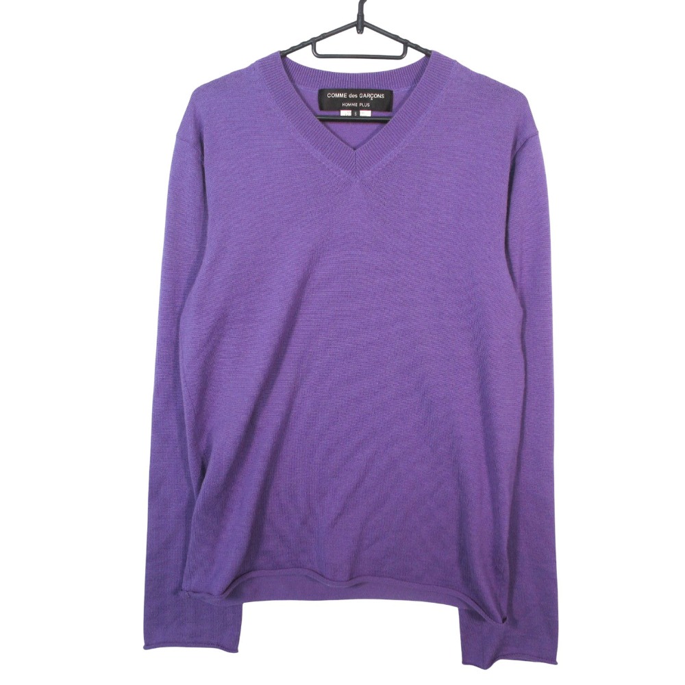 11AW COMME des GARCONS HOMME PLUS コムデギャルソンオムプリュス Vネック ニット セーター 長袖 S パープル メンズ 【中古】