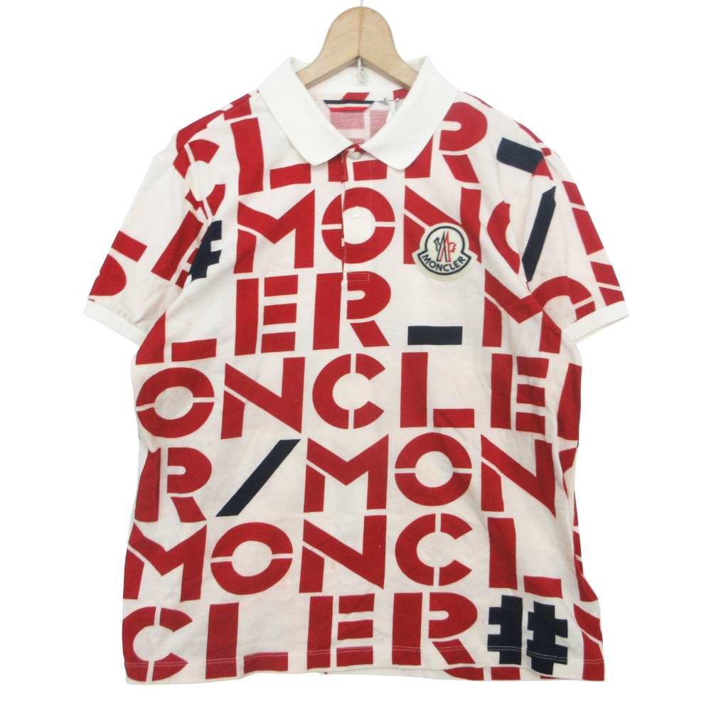 MONCLER GENUS モンクレールジーニアス MAGLIA POLO MANICA CORTA E10918323800 総柄 ポロシャツ 半袖 サイズL メンズ 【中古】