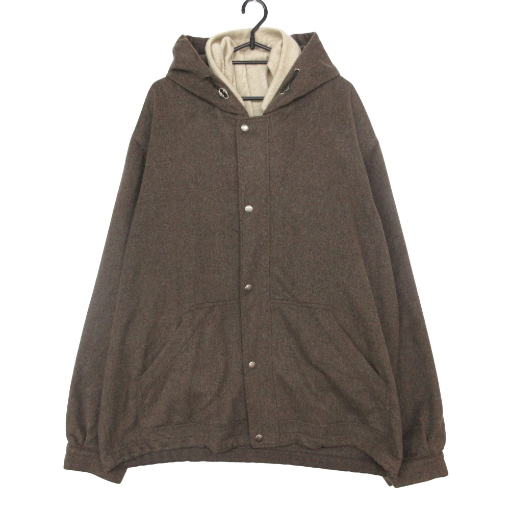 AGNONA アニオナ カシミヤ100% ニットベストライナー フーデットコート RAINPROOF アウター ブラウン メンズ 【中古】