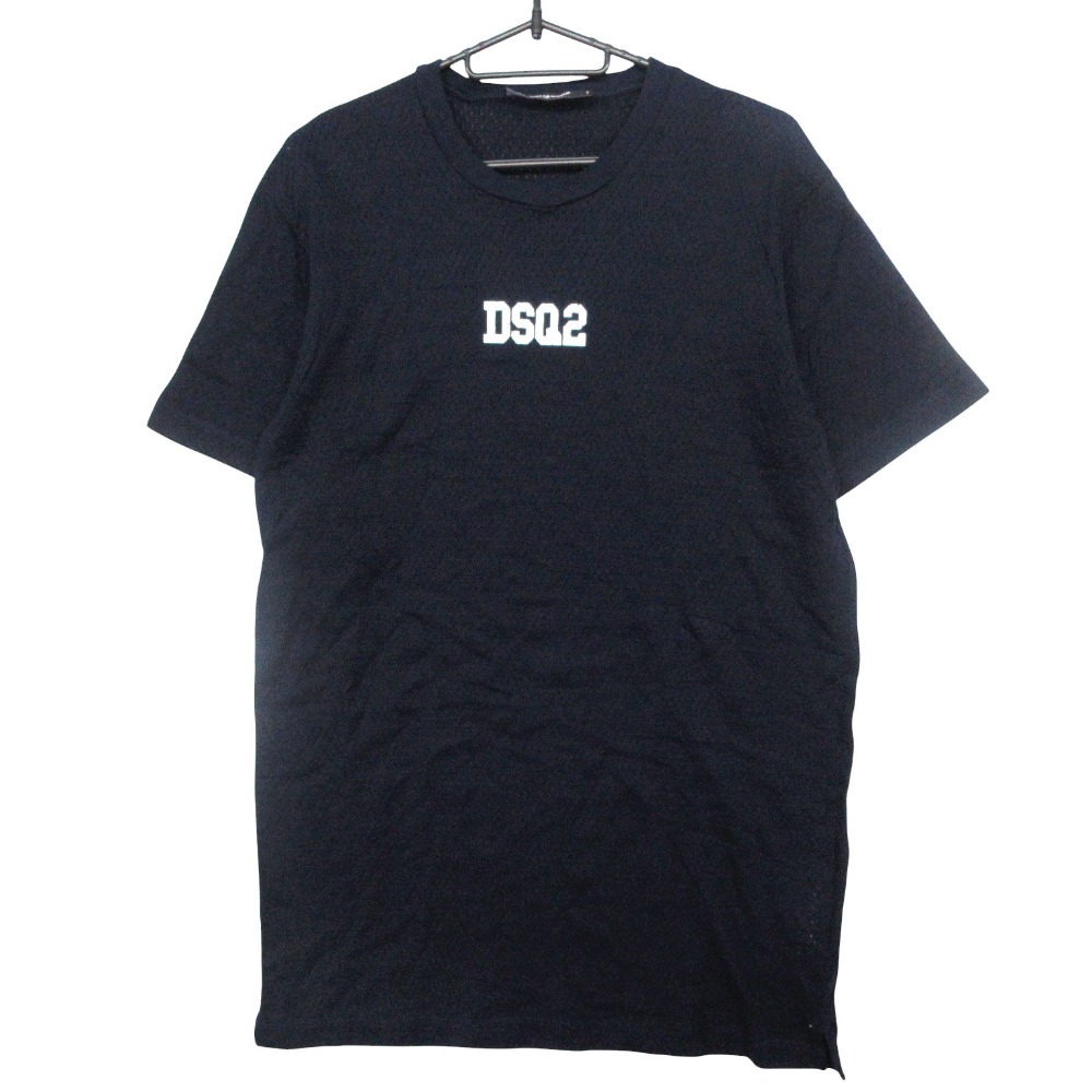 DSQUARED2 ディースクエアード 22SS ロゴプリント メッシュ Tシャツ 半袖 トップス s71gd1168 s23847 ネイビー M メンズ 【中古】