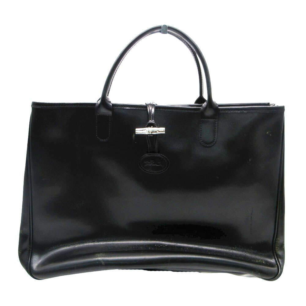 LONGCHAMP ロンシャン ロゾ シルバー金具 ハンドバッグ トートバッグ ブラック レディース 【中古】