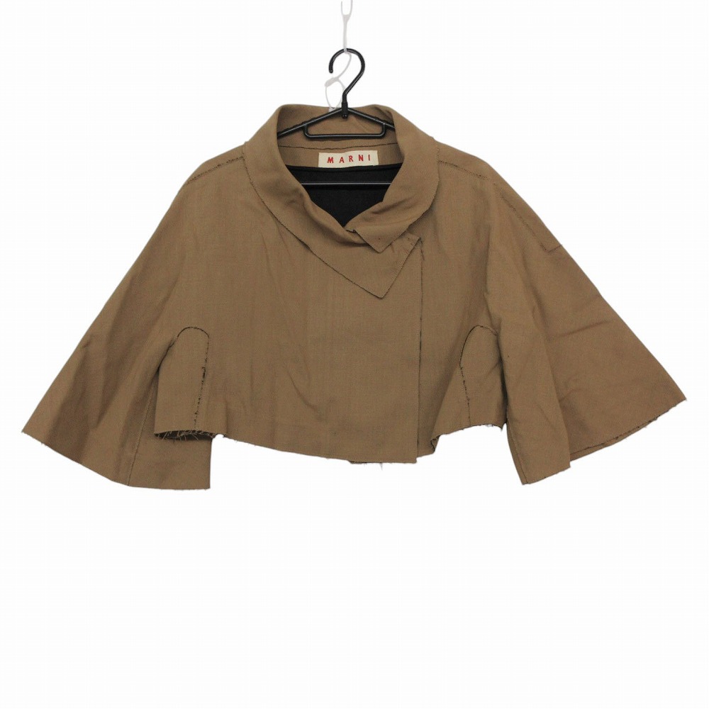 MARNI マルニ ウール リネン ショート トレンチコート カットオフ アウター ジャケット 40/L ブラウン レディース 【中古】