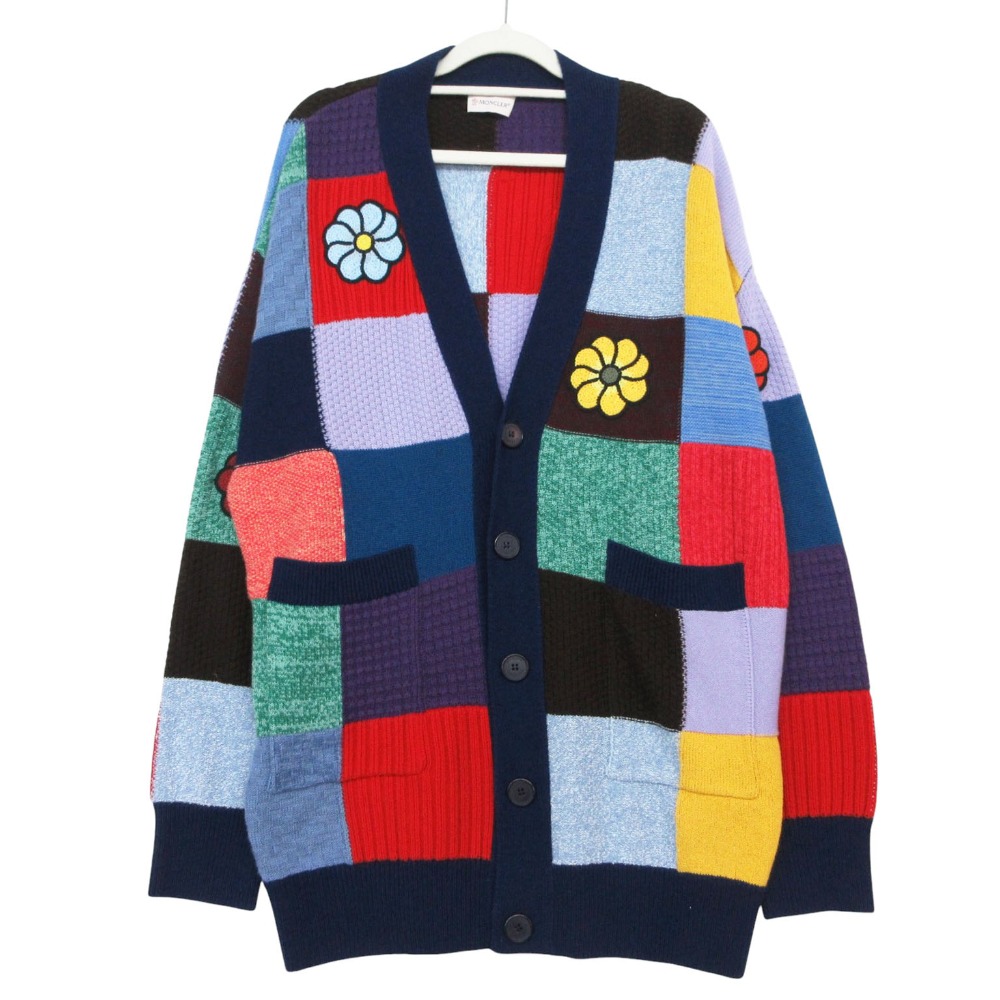 美品 23ss モンクレール MONCLER GENIUS 1 × JW ANDERSON カシミヤブレンド カーディガン パッチワーク M マルチカラー 【中古】