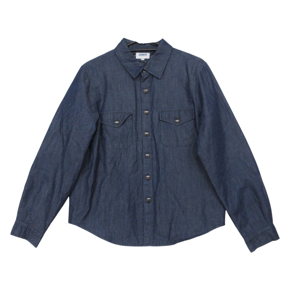 ARMEN アーメン キルティング裏地 シャンブレー シャツジャケット スナップボタン 0/XS インディゴ メンズ レディース 【中古】