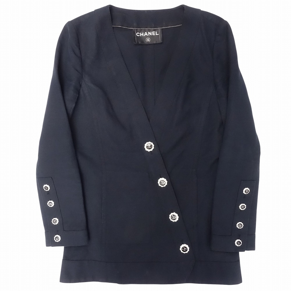 美品 シャネル CHANEL 否色つや 上衣 スポーツジャケット ココマーク 名取り草 2013-14年渡航寄せあわせ 黒 レディース 【中古】 /TNT