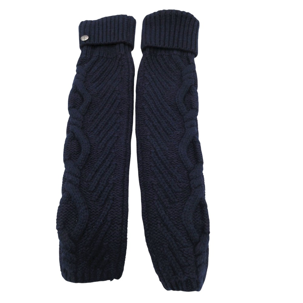 美品 CHANEL シャネル レッグウォーマー カシミヤブレンド ウール ケーブルニット ウェア P59297K07764 ネイビー レディース 【中古】|コムレイドバージ店