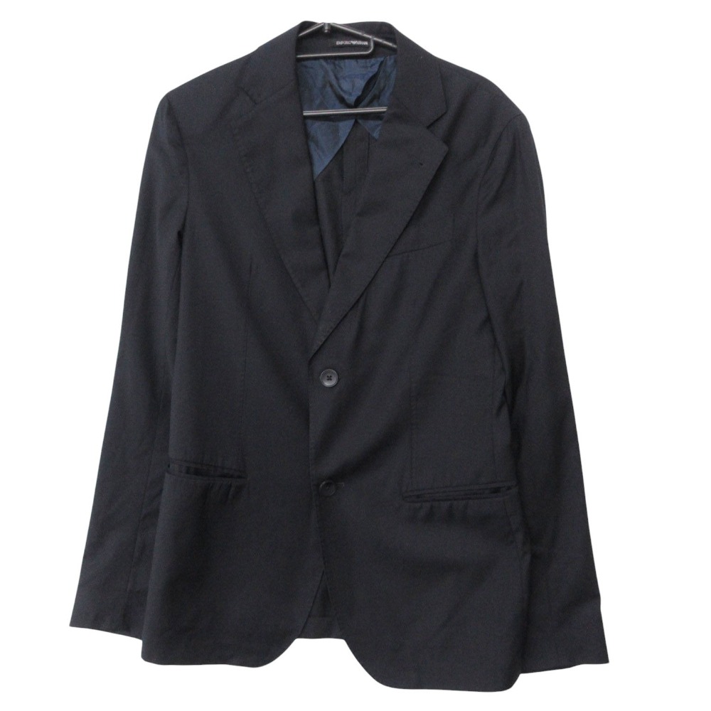 EMPORIO ARMANI エンポリオアルマーニ CITY LINE コットン テーラード ジャケット アウター 02/M ブラック メンズ 【中古】｜コムレイドバージ店