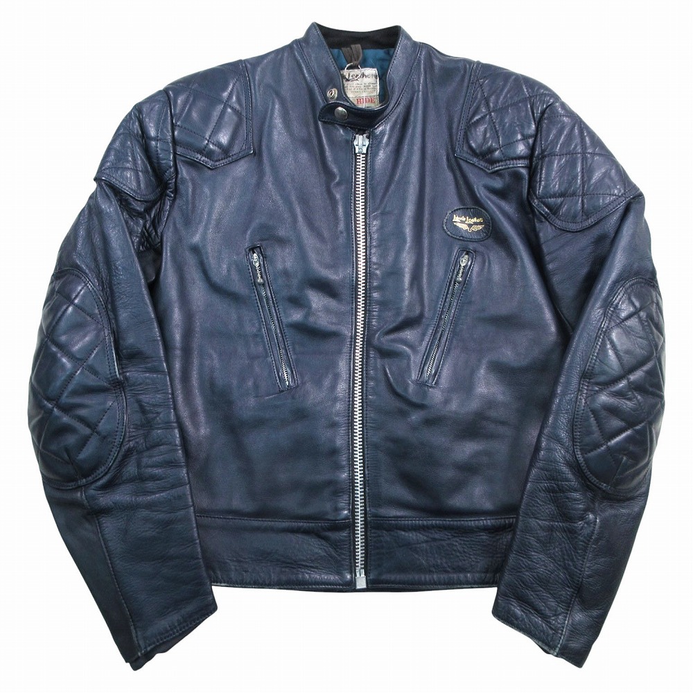 70s Vintage LewisLeathers ルイスレザー ジャケット シングルライダース 革ジャン スーパーファントム 40L ネイビー メンズ 【中古】|コムレイドバージ店