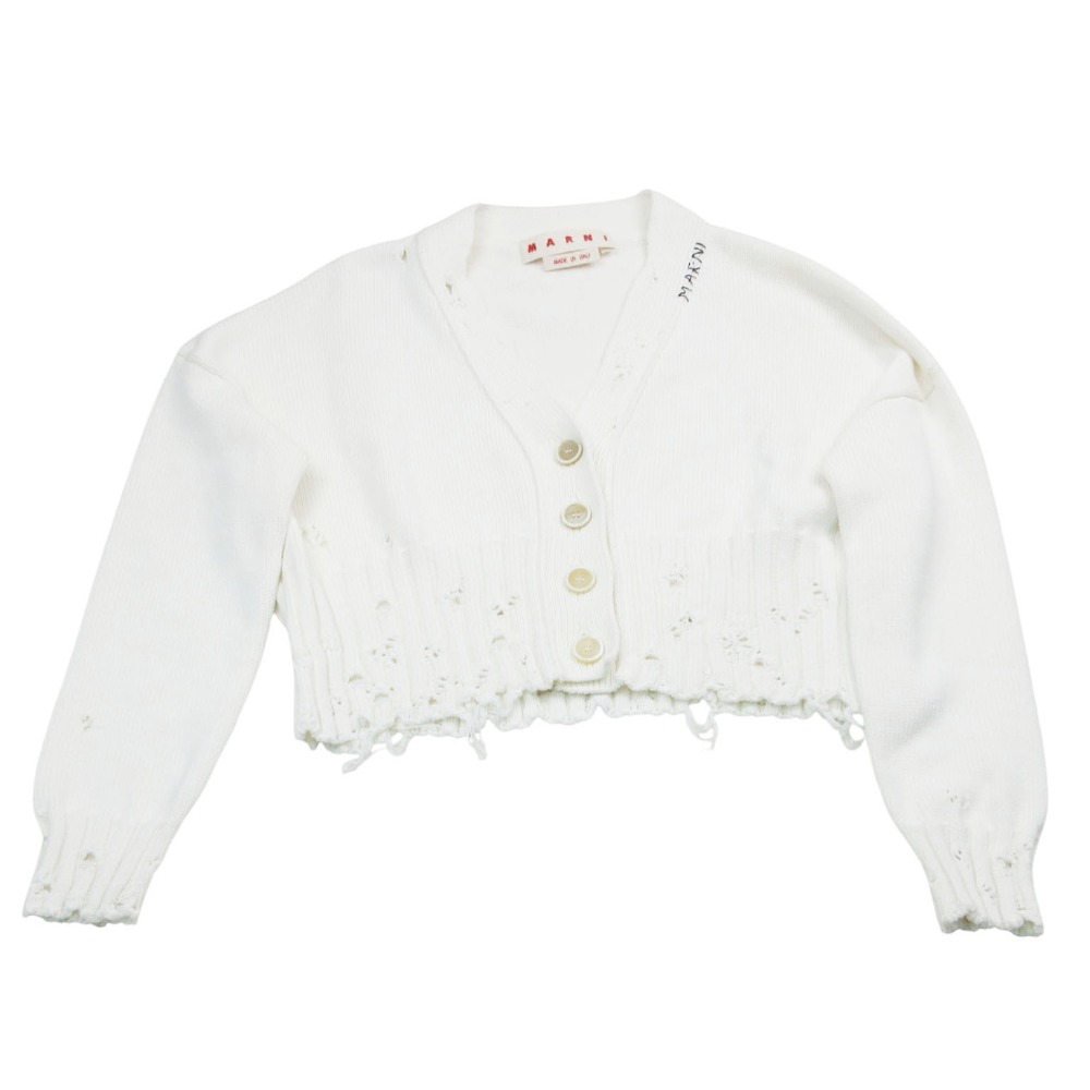 極美品 25aw MARNI マルニ クロップド 編み物 ジレー 上衣 遊撃手丈 不都合製作 38 M 白いこと レディース 【中古】